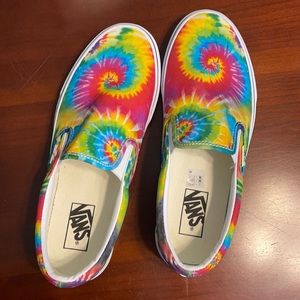 Brand new tie dye Van slip ons!